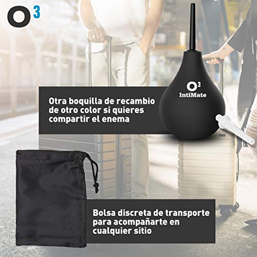 O³ Pera Lavativa 225 ml - Enema Bulbo De Silicona Medica – Con 2 Canulas y Bolsa De Transporte – Pera Lavativa Para Limpieza De Colon – Enema Kit Contra Estreñimiento