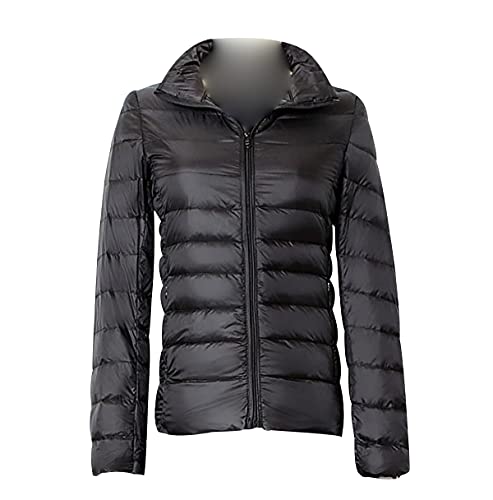 OADOBKICE Abrigo Mujer Chaquetas Mujer Chaqueta Negra Mujer Gran Tamaño Hacia Abajo Chaqueta Cremallera Mujer Chaqueta Deportiva Mujer Capa Mujer Fina Chaqueta Capucha Chaqueta Soporte Coll Negro XL