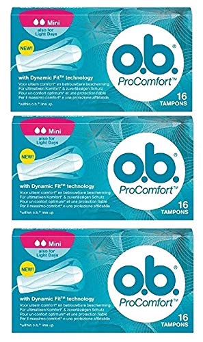 O.b. SilkTouch Pro Comfort Tampon Mini 16 Piezas X 3 Cajas