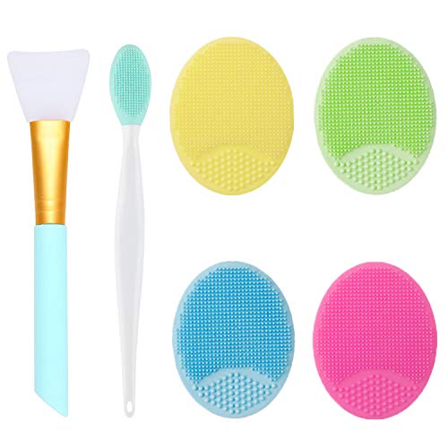 OBSCYON 6 Piezas, Cepillo limpieza Exfoliante de Silicona Facial, Cepillo de Labios y Cepillo Máscara, que se Utilizan para Todos los Tipos Piel