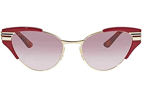 Occhiali da Sole Donna Gucci GG0522S Web 004 Rosso Oro a Gatto Cat Eye Lenti Rosa