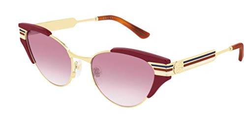 Occhiali da Sole Donna Gucci GG0522S Web 004 Rosso Oro a Gatto Cat Eye Lenti Rosa