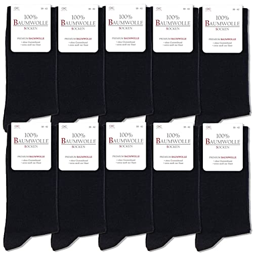 Occulto CALCETINES de 100% Algodon (10-20 Pares) para HOMBRES y MUJERES, CALCETINES HOMBRE de ALGODON CLÁSICOS en NEGRO, MARINO y GRIS 39-42 10 Pares | Negro