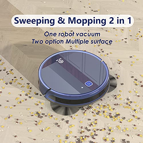 OKP Robot Aspirador y Fregasuelos Tecnología Freemove 3.0 Super Suction 2200Pa, Friega, Aspira, Barre y Pasa la mopa, Adecuada para Pelo de Animales, alfombras y Suelos Duros, 4 Cleaning Modos K7