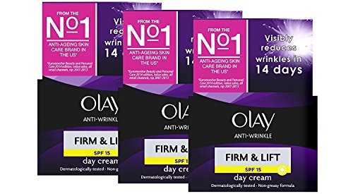 Olay Anti-Arrugas Firme y Levante Antienvejecimiento Crema de día SPF15 – 50 ml (Pack de 3)
