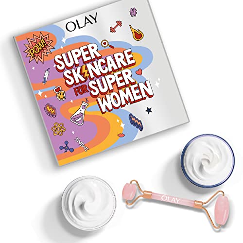 Olay Set De Regalo Con Caja Y Face Roller Gratis, Collagen Peptides 24 Crema De Día + Retinol Crema de Noche Para Una Piel Radiante Y Suave, Con Niacinamida, Péptidos De Colágeno Y Complejo Retinoide
