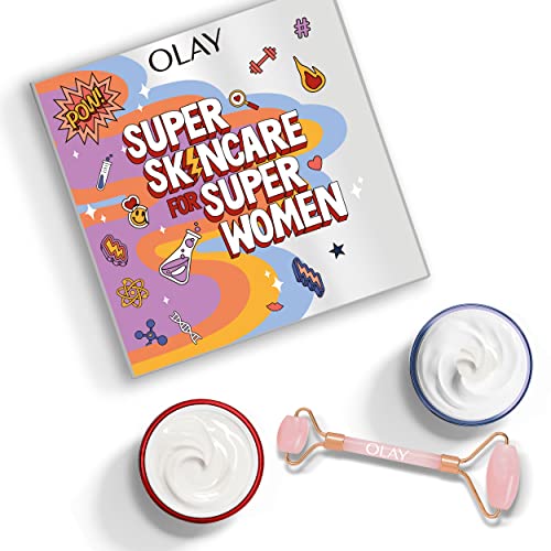 Olay Set De Regalo Con Caja Y Face Roller Gratis, Regenerist Crema De Día + Retinol Crema de Noche Para Una Piel Renovada Y Radiante, Con Niacinamida, Péptidos Y Complejo Retinoide
