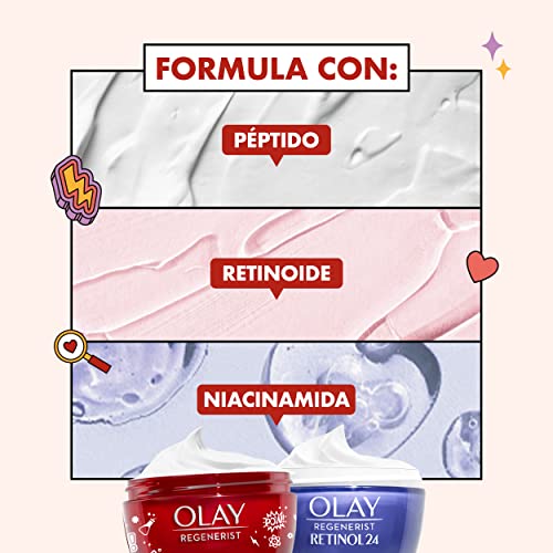 Olay Set De Regalo Con Caja Y Face Roller Gratis, Regenerist Crema De Día + Retinol Crema de Noche Para Una Piel Renovada Y Radiante, Con Niacinamida, Péptidos Y Complejo Retinoide
