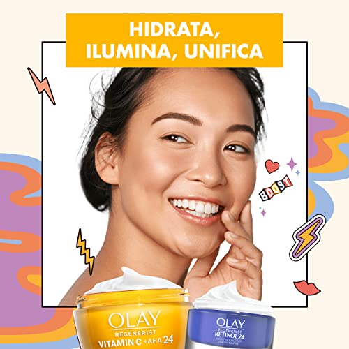 Olay Set De Regalo Con Neceser Y Face Roller Gratis, Regenerist Gel Crema De Día Vitamin C + AHA24 50ml Y Retinol Crema de Noche Con Niacinamida, Péptidos Y Complejo Retinoide 15ml