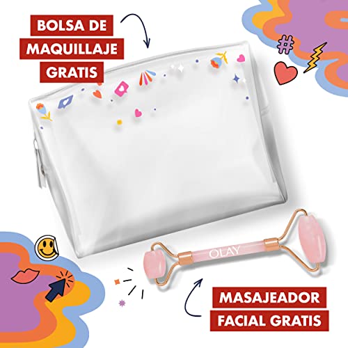 Olay Set De Regalo Con Neceser Y Face Roller Gratis, Regenerist Gel Crema De Día Vitamin C + AHA24 50ml Y Retinol Crema de Noche Con Niacinamida, Péptidos Y Complejo Retinoide 15ml