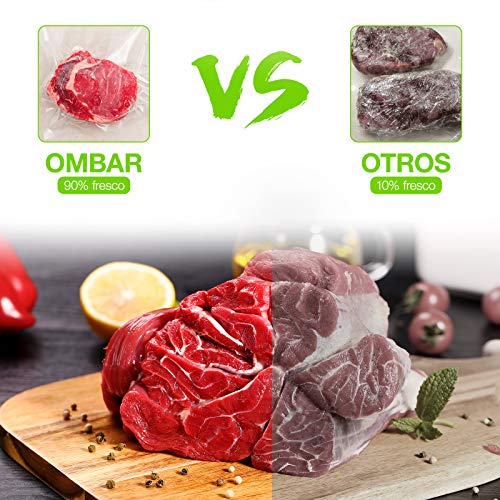 OMBAR Bolsas de Vacío, Rollos al Vacio para Envasadora al Vacío para Almacenaje de Alimentos/Cocina/Sous Vide, 2 Rollos 20x600cm Bolsas Profesional para Foodsaver, Lacor, Silvercrest, Caso, etc.