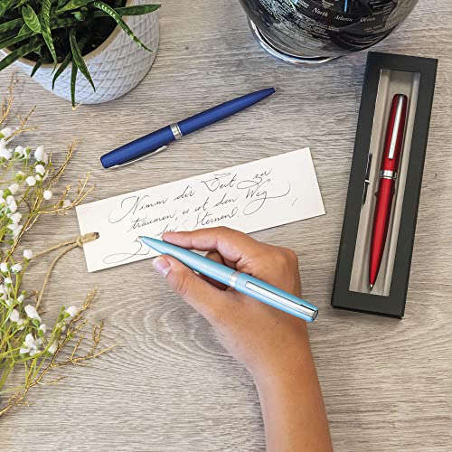Online Eleganza 34642 - Bolígrafo (metal, tinta intercambiable, clip de metal, tinta negra, incluye paquete de regalo)