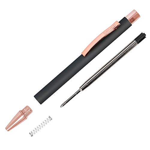 Online Soft Metal - Bolígrafo con mecanismo retráctil (aluminio, mina intercambiable, tinta negra, tacto suave, clip de metal), color Rosa blanca.