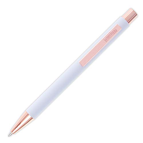 Online Soft Metal - Bolígrafo con mecanismo retráctil (aluminio, mina intercambiable, tinta negra, tacto suave, clip de metal), color Rosa blanca.
