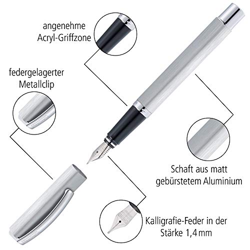 ONLINE Vision Magic - Juego de caligrafía (pluma de aluminio metalizada, 3 grosores de trazo, barriles de tinta negra y marrón, convertidor en caja de regalo), color rosa