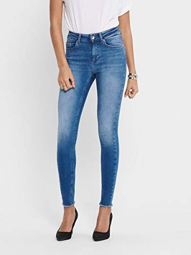 Only Onlblush Life Midsk Ankraw Rea12187 Vaqueros, Denim Azul Medio, 32W / 34L para Mujer
