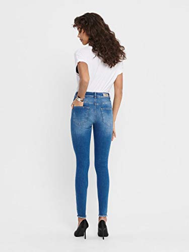 Only Onlblush Life Midsk Ankraw Rea12187 Vaqueros, Denim Azul Medio, 32W / 34L para Mujer