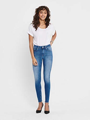 Only Onlblush Life Midsk Ankraw Rea12187 Vaqueros, Denim Azul Medio, 32W / 34L para Mujer