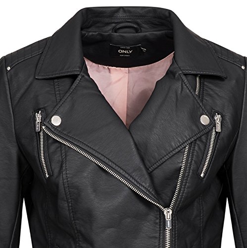 Only ONLGEMMA Faux Leather Biker OTW Noos Chaqueta, Negro (Black Black), 40 para Mujer