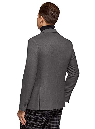 oodji Ultra Hombre Chaqueta Entallada con Botones, Gris, 56