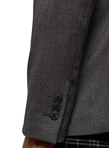 oodji Ultra Hombre Chaqueta Entallada con Botones, Gris, 56
