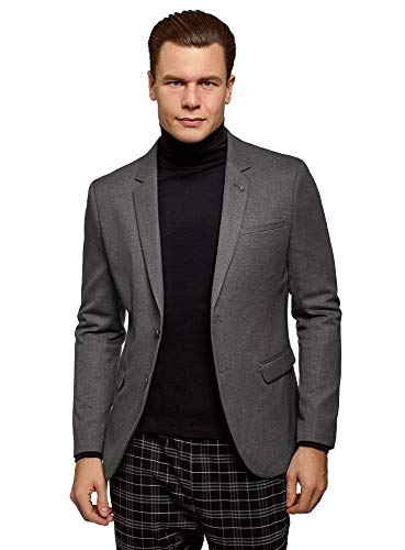 oodji Ultra Hombre Chaqueta Entallada con Botones, Gris, 56