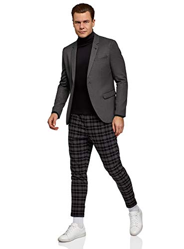 oodji Ultra Hombre Chaqueta Entallada con Botones, Gris, 56