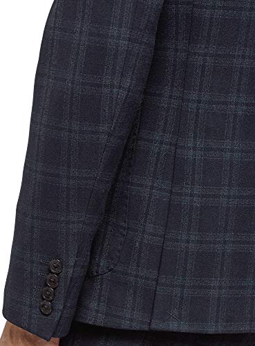 oodji Ultra Hombre Chaqueta Recto a Cuadros, Azul, 50