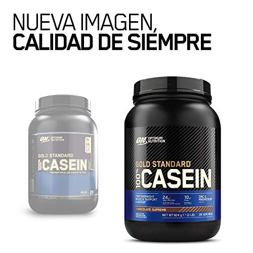 Optimum Nutrition Gold Standard Casein, Proteinas de Caseina en Polvo con BCAA Aminoacidos Esenciales, Zinc y Magnesio en Polvo, Chocolate, 28 Porciones, 0,92 kg, Embalaje Puede Variar