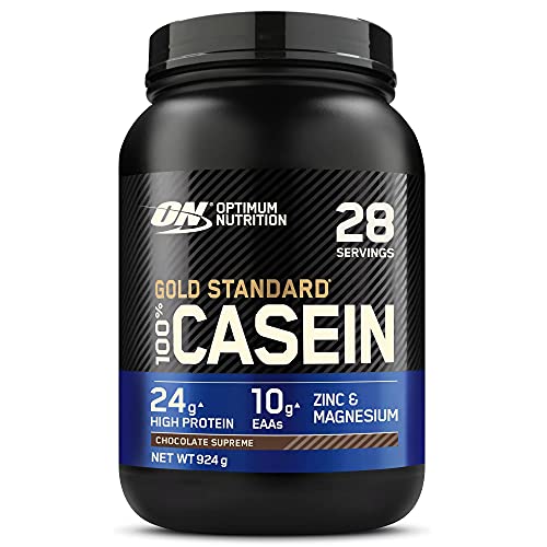 Optimum Nutrition Gold Standard Casein, Proteinas de Caseina en Polvo con BCAA Aminoacidos Esenciales, Zinc y Magnesio en Polvo, Chocolate, 28 Porciones, 0,92 kg, Embalaje Puede Variar