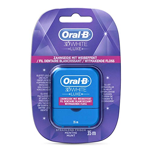 Oral B 3D White Luxe Hilo dental con efecto blanco para unos dientes blancos y bonitos, envase de 4