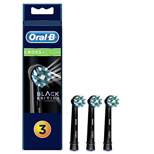 Oral-B CrossAction Cabezales de Recambios, Pack de 3 Recambios Negros Originales con Tecnología CleanMaximiser para Cepillos de Dientes Eléctricos