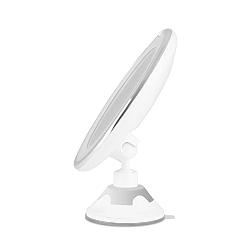 Orbegozo ESP 1010 - Espejo cosmético con luz LED, orientable 360 Grados, Aumento 10x, Ventosa Ajustable, Vidrio óptico, Funciona a Pilas, Multicolor