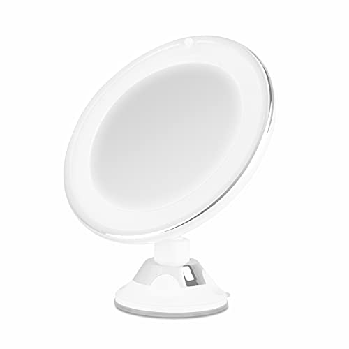 Orbegozo ESP 1010 - Espejo cosmético con luz LED, orientable 360 Grados, Aumento 10x, Ventosa Ajustable, Vidrio óptico, Funciona a Pilas, Multicolor
