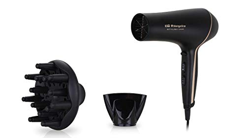 Orbegozo SE 2065 - Secador de pelo, 2000 W de potencia, 2 velocidades, 3 niveles de temperatura, golpe de aire frío para fijar el peinado, concentrador y difusor incluidos