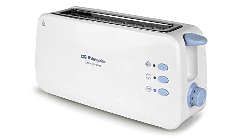 Orbegozo TO 4012 - Tostadora de ranura larga, calienta panecillos, 7 niveles de tostado, función descongelación y recalentamiento, bandeja recogemigas, 850 W