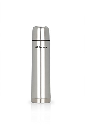Orbegozo TRL 10060 - Termo para líquidos, cuerpo inox, tapón con pulsador dosificador, conserva líquidos fríos y calientes, 1 litro