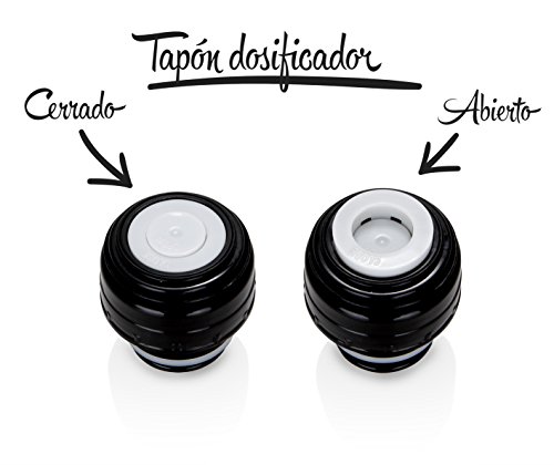 Orbegozo TRL 10060 - Termo para líquidos, cuerpo inox, tapón con pulsador dosificador, conserva líquidos fríos y calientes, 1 litro