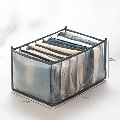 Organizador de cajones de 3 piezas, caja de almacenamiento de malla plegable de 7 compartimentos, organizador de ropa interior para sujetador, calcetines, corbatas, bufandas, jeans (gris)