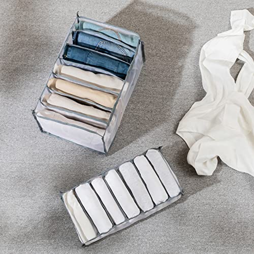 Organizador de cajones de 3 piezas, caja de almacenamiento de malla plegable de 7 compartimentos, organizador de ropa interior para sujetador, calcetines, corbatas, bufandas, jeans (gris)