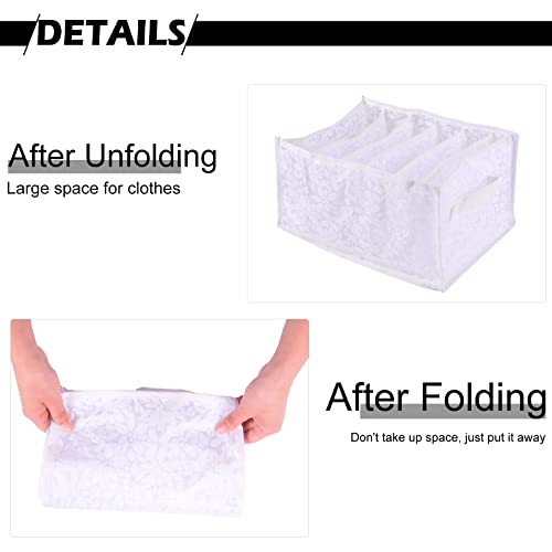 Organizador de Cajones de Armario Plegables Lavables, Caja de Almacenamiento de Clasificación de Ropa para Jeans,Camisas,Calcetines,Polainas, Ropa Interior (25x17x32 9rejillas, Blanco)