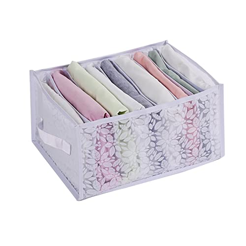 Organizador de Cajones de Armario Plegables Lavables, Caja de Almacenamiento de Clasificación de Ropa para Jeans,Camisas,Calcetines,Polainas, Ropa Interior (25x17x32 9rejillas, Blanco)