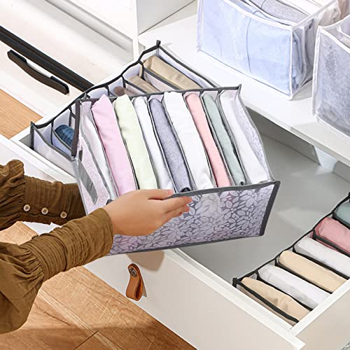Organizador de Cajones de Armario Plegables Lavables, Caja de Almacenamiento de Clasificación de Ropa para Jeans,Camisas,Calcetines,Polainas, Ropa Interior (25x17x32 9rejillas, Blanco)