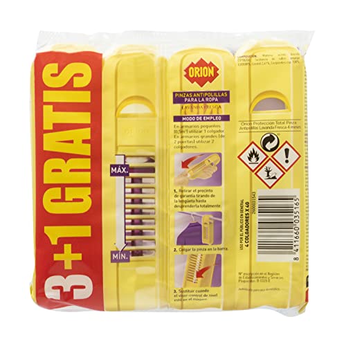 ORION pinzas antipolillas aroma lavanda fresca bolsa 4 uds