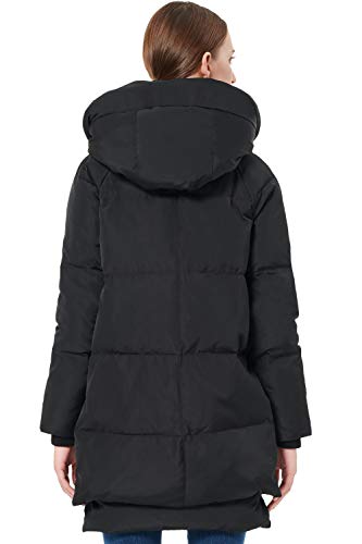 Orolay Chaqueta de Plumón Gruesa con Capucha para Mujer Negro L