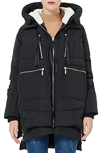 Orolay Chaqueta de Plumón Gruesa con Capucha para Mujer Negro L
