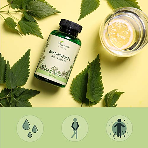 Ortiga Verde BIO Vegavero® | La Dosis Más Alta: 1800 mg | Diurético Natural | Extracto de Raíz & Hojas (4:1) | Sin Aditivos | Libre de OMG & Apto para Veganos | 120 Cápsulas