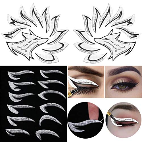 Osuner Eyeliner Stencil Sticker Quick Eye Kit de Plantillas de delineador de Ojos no Tejido Reutilizable 24 Piezas