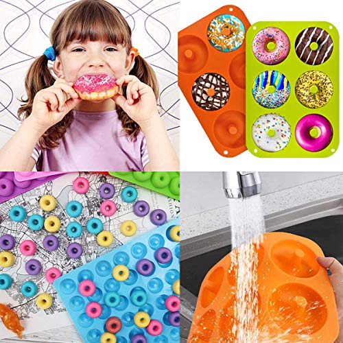 OSUTER 4PCS Moldes de Donut Silicona Antiadherentes Donut Molde para Caramelos Chocolate Gelatina Cubo de hielo