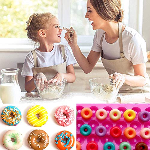 OSUTER 4PCS Moldes de Donut Silicona Antiadherentes Donut Molde para Caramelos Chocolate Gelatina Cubo de hielo